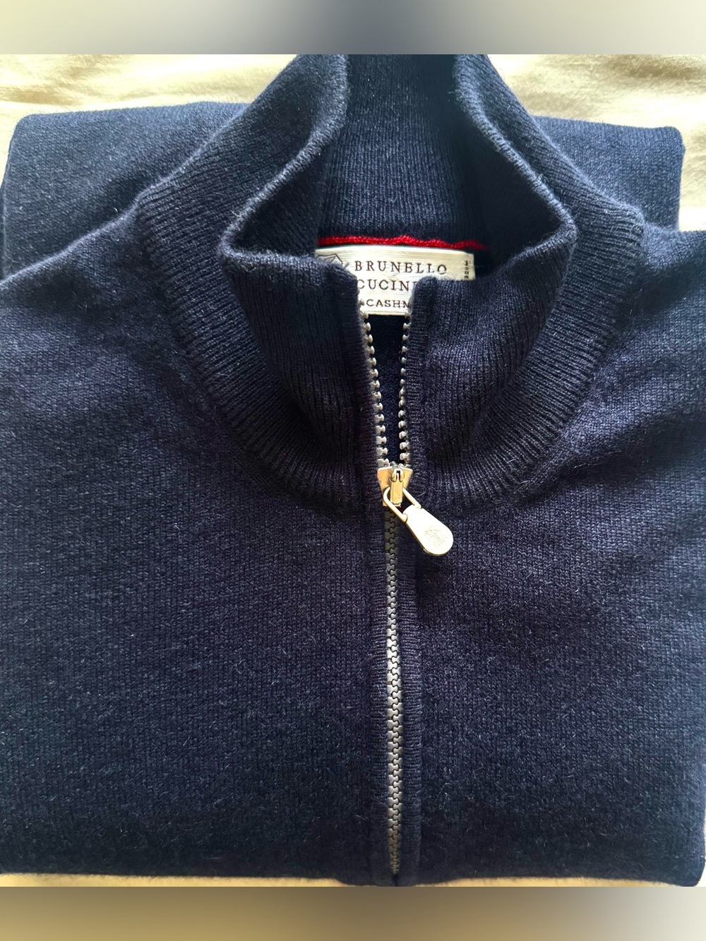 Brunello Cucinelli 100%Genuine Navy 100% Cashmere Zip-Up Sweater siz.52-(L), NWT